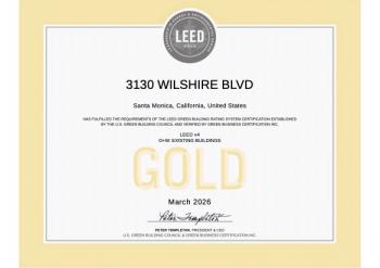 3130 Wilshire Blvd in Santa Monica, CA has achieved LEED Gold Certification 